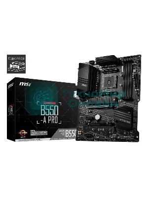 Материнская плата MSI B550-A PRO, AM4, AMD B550, 4xDDR4, 6xSATA, 2xM.2, 1xPCI-E 4.0 x16, 1xPCI-E 3.0 x16, 2xPCI-E x1, 1xHDMI, 1xDP, 1x 1Gb LAN, 4xUSB-A 2.0, 2xUSB-A 3.2 Gen 1, 1xUSB-A 3.2 Gen 2, 1xUSB-C 3.2 Gen 2, 6x3.5 мм, 7.1, ATX