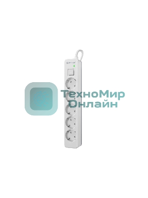 Удлинитель с сетевым фильтром Defender DFS 135, белый, 5 розеток, 5 м.