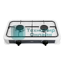 Плита настольная газовая Centek CT-1524 белый, 3.4 кВт, газ, конфорки - 2, эмаль, поворотные переключатели