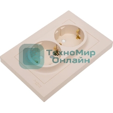 Розетка 2-м. SE ATN001226 AtlasDesign 16А с заземл. со шторками в сборе песочн.