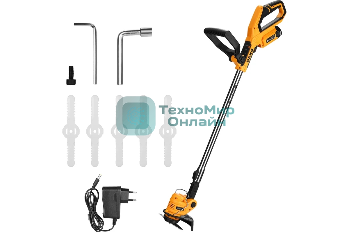 Триммер электрический Deko DKTR12 аккум. 300Вт неразбор.штан. реж.эл.:нож