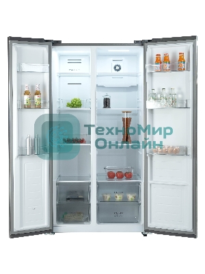 Холодильник Бирюса SBS 541 TBG текстурированное черное стекло двухкамерный 343/198 л морозилка слева, NoFrost, Side-by-side