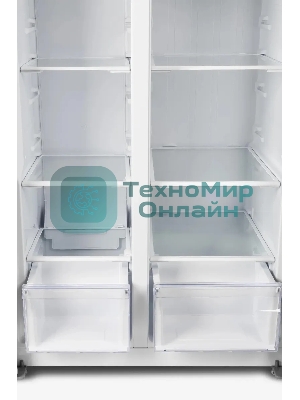 Холодильник Hyundai CS4502F нержавеющая сталь двухкамерный Side by Side 271/165л морозилка сбоку