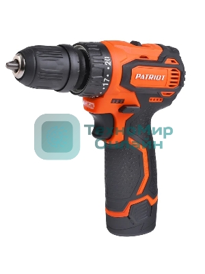 Дрель-шуруповерт Patriot BR 369Li, 12 В, 2 Ач, 35 Нм, бесщеточный