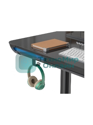 Стол компьютерный Cactus CS-EGD-BK-LED столешница закаленное стекло, черный, каркас черный