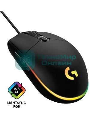 Мышь проводная Logitech G102 LIGHTSYNC черный, 8000 dpi, USB, кнопки - 6