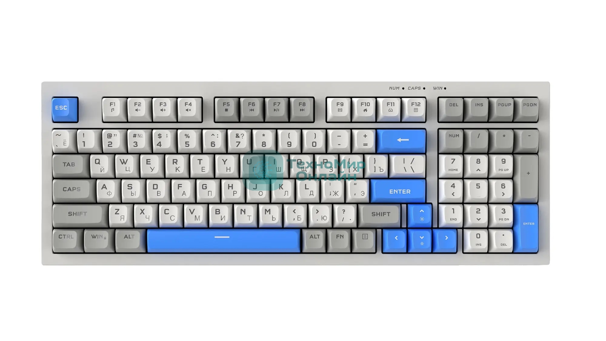 Клавиатура проводная Ritmix RKB-598BL Gray серый-голубой