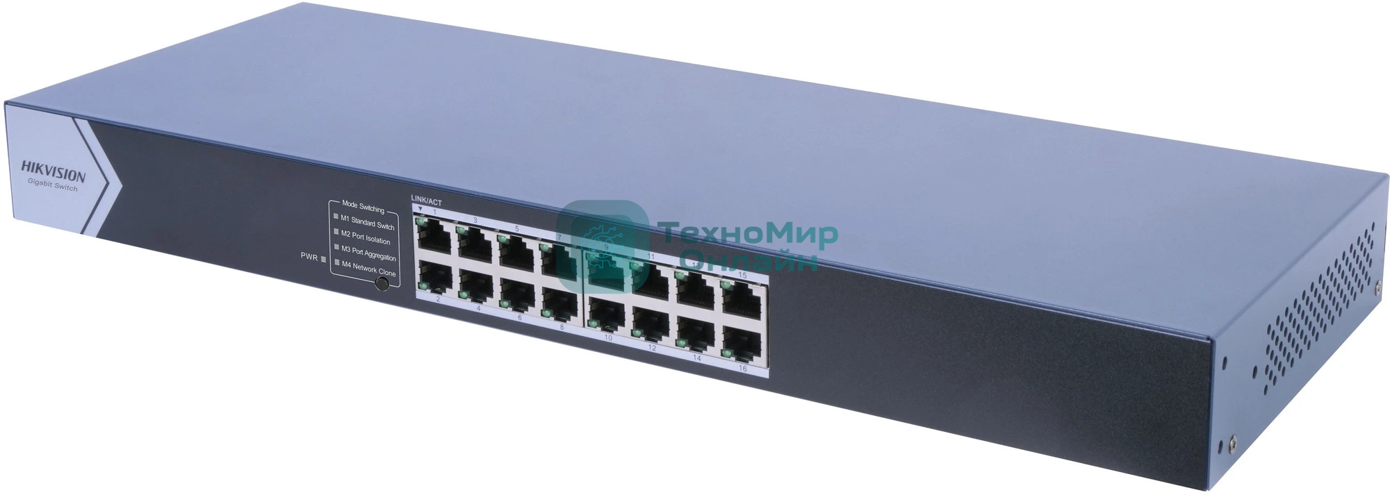 Коммутатор Hikvision DS-3E0516-E(C), 16×1 Гбит/с, неуправляемый