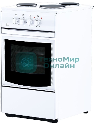 Плита электрическая Flama AE 1304 W белый, конфорок 3 шт, духовка 50 л, 50 см x 85 см x 60 см