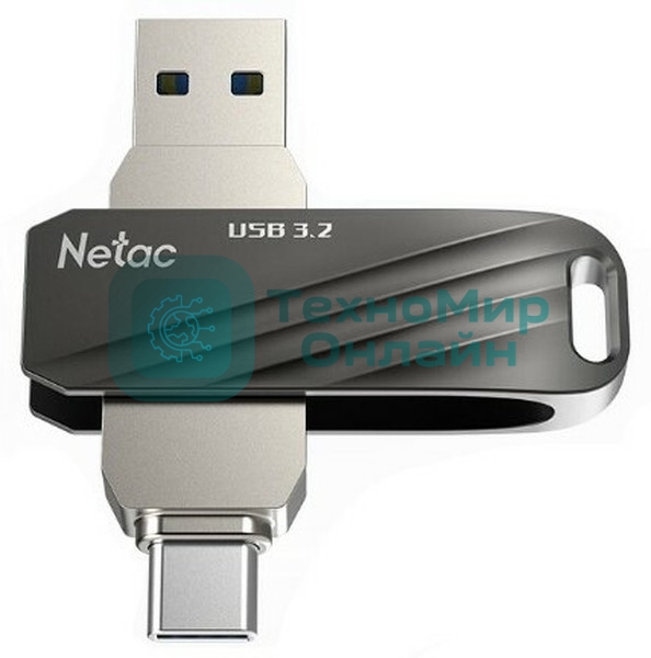 Флешка USB Netac US11 черный 64Gb USB Type-A + USB Type-C, metal/plastic case