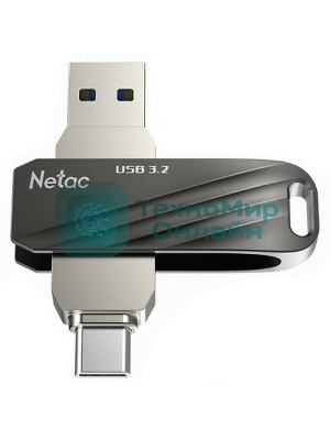 Флешка USB Netac US11 черный 64Gb USB Type-A + USB Type-C, metal/plastic case