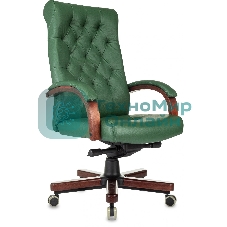 Кресло Бюрократ T-9928Walnut зеленый, кожа