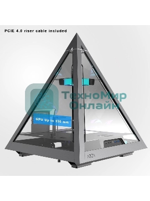 Компьютерный корпус Azza Pyramid L черный/серебристый без БП ATX 6x120мм 2xUSB3.0 audio bott PSU