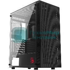 Компьютерный корпус Bloody BD-CC115 черный без БП ATX 8x120мм 1xUSB 2.0 1xUSB 3.0 audio bott PSU