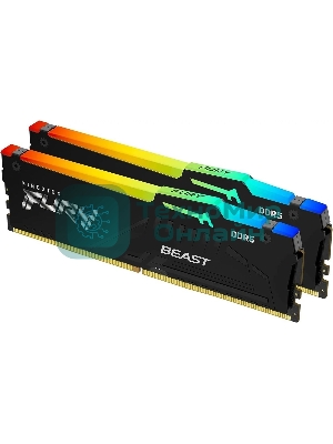 Оперативная память Kingston Fury BeastRGB, DDR5, 64GB (2x32GB), 5600 MHz, CL40, с радиатором, RGB, черный