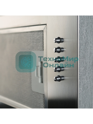 Встраиваемая вытяжка MONSHER ANGERS 60 Acier, ширина 60 см, отвод/рециркуляция, 500 м3/час, механическое кнопочное управление, 3 скорости, светодиодное освещение 1х5 Вт, металлические жироулавливающие фильтры, угольный фильтр KFY (опция), уровень шума 45 дБ, нержавеющая сталь ПРОМО