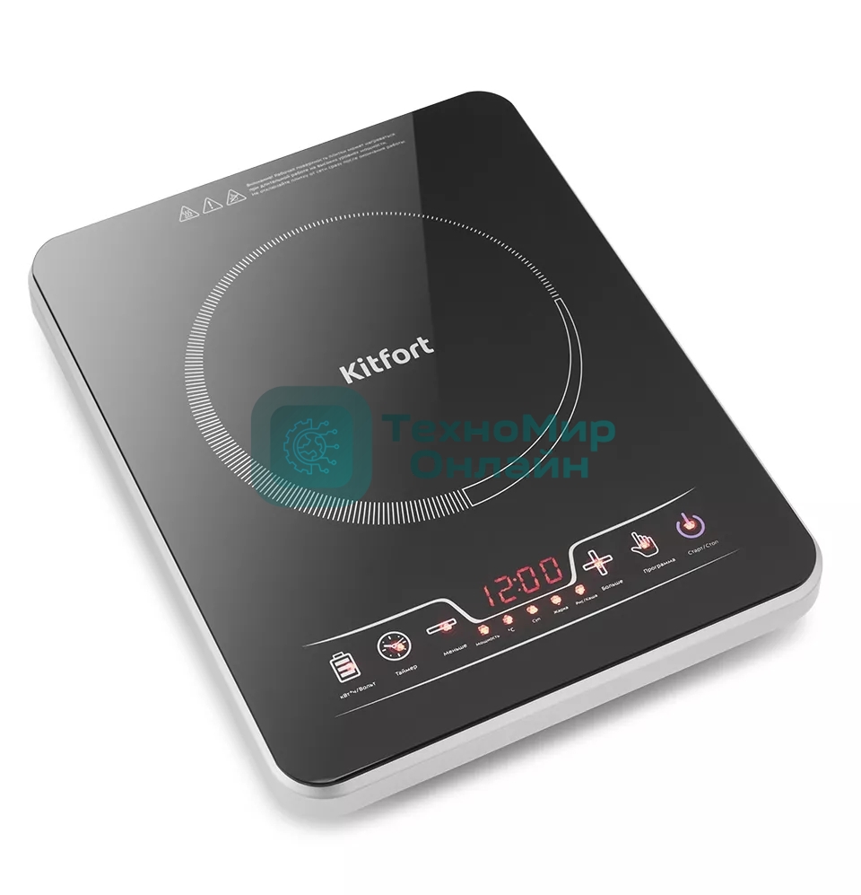 Плита настольная электрическая Kitfort КТ-102 черный, стеклокерамика