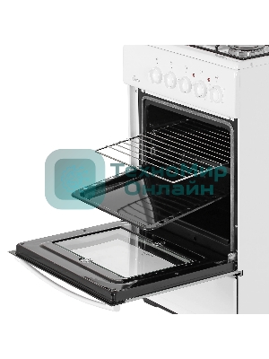 Плита комбинированная Flama RK 23-105 W белый, конфорок 4 шт, духовка 50 л, 50 см x 85 см x 60 см