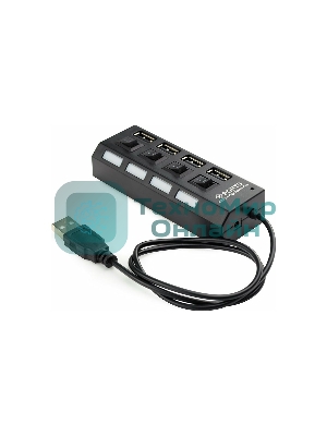 USB-концентратор Gembird UHB-243-AD, USB 2.0, USB 4 порта с подсветкой и выключателем, USB