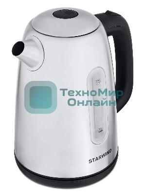 Чайник электрический Starwind SKS3210 1.7 л, 2200 Вт, серебристый (корпус: металл)
