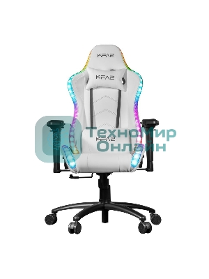 Кресло KFA2 Gaming Chair 01 RGB SE белый, экокожа, RGB-подсветка, подголовник