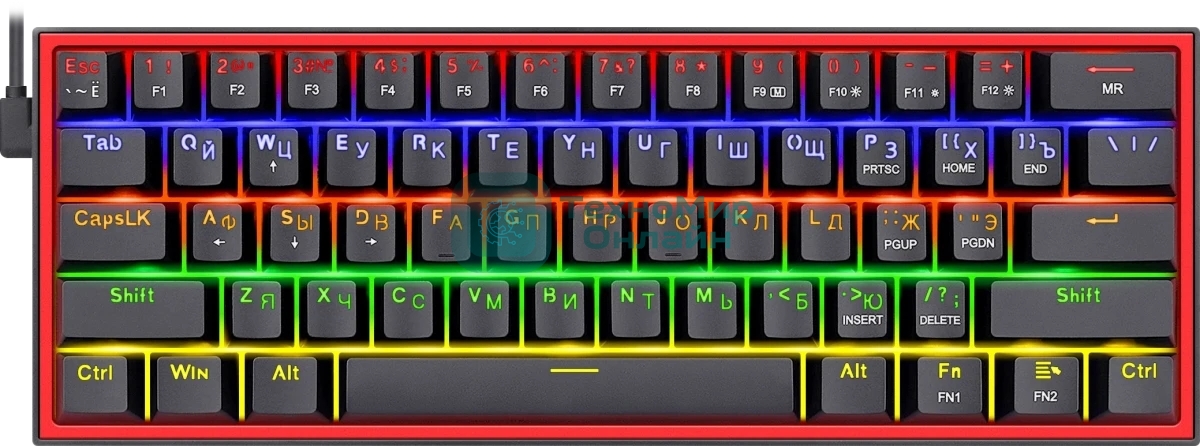 Клавиатура Redragon Fizz проводная, USB Type-A, чёрный/красный