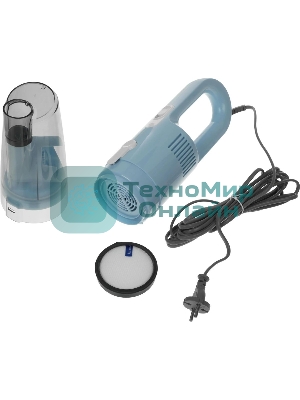 Пылесос вертикальный Kitfort KT-586-2 голубой, питание от сети, 400 Вт, уборка сухая, пылесборник 1,2 л