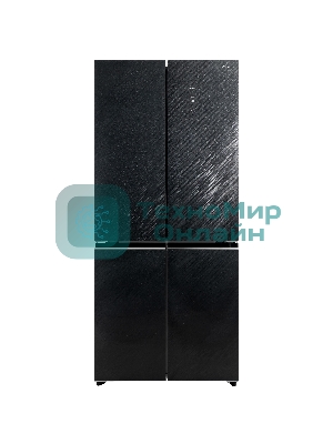 Холодильник Бирюса CD 496 TBG текстурированное черное стекло трехкамерный 334/162л морозилка снизу, NoFrost, Side by Side