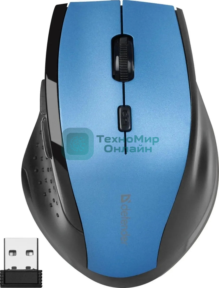 Мышь беспроводная Defender Accura MM-365 синий, 1600 dpi, радиоканал, USB, кнопки - 6