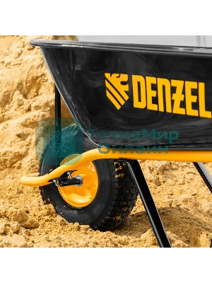 Тачка строительная Denzel усиленная, объем 130 л, 230 кг, колесо 15х6.00-6