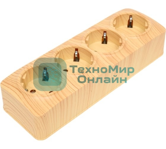 Розетка 4-м TOKOV ELECTRIC ОП Frea 16А IP20 250В с заземл. АБС-пластик сосна