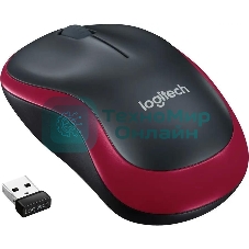 Мышь беспроводная Logitech M185, красный, 1000 dpi, радиоканал, USB, кнопки - 3
