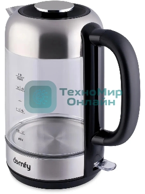 Чайник электрический Domfy DSM-EK401 1.8л. 2200Вт черный/прозрачный (корпус: стекло)