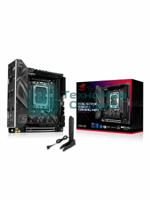 Материнская плата ASUS ROG STRIX B860-I GAMING WIFI, LGA1851, Intel B860, 2xDDR5, 4xSATA, 2xM.2, 1xPCIe 5.0 x16, 1xDP, 1xHDMI, 1xThunderbolt 4, 1x2.5Gb LAN, Wi-Fi 7, 2xUSB 2.0, 3xUSB 3.2 Gen 1, 1xUSB 3.2 Gen 2, 1xUSB 3.2 Gen 2x2, 1xUSB-C, 1xS/PDIF, 2x3.5 мм, 7.1, Mini-ITX