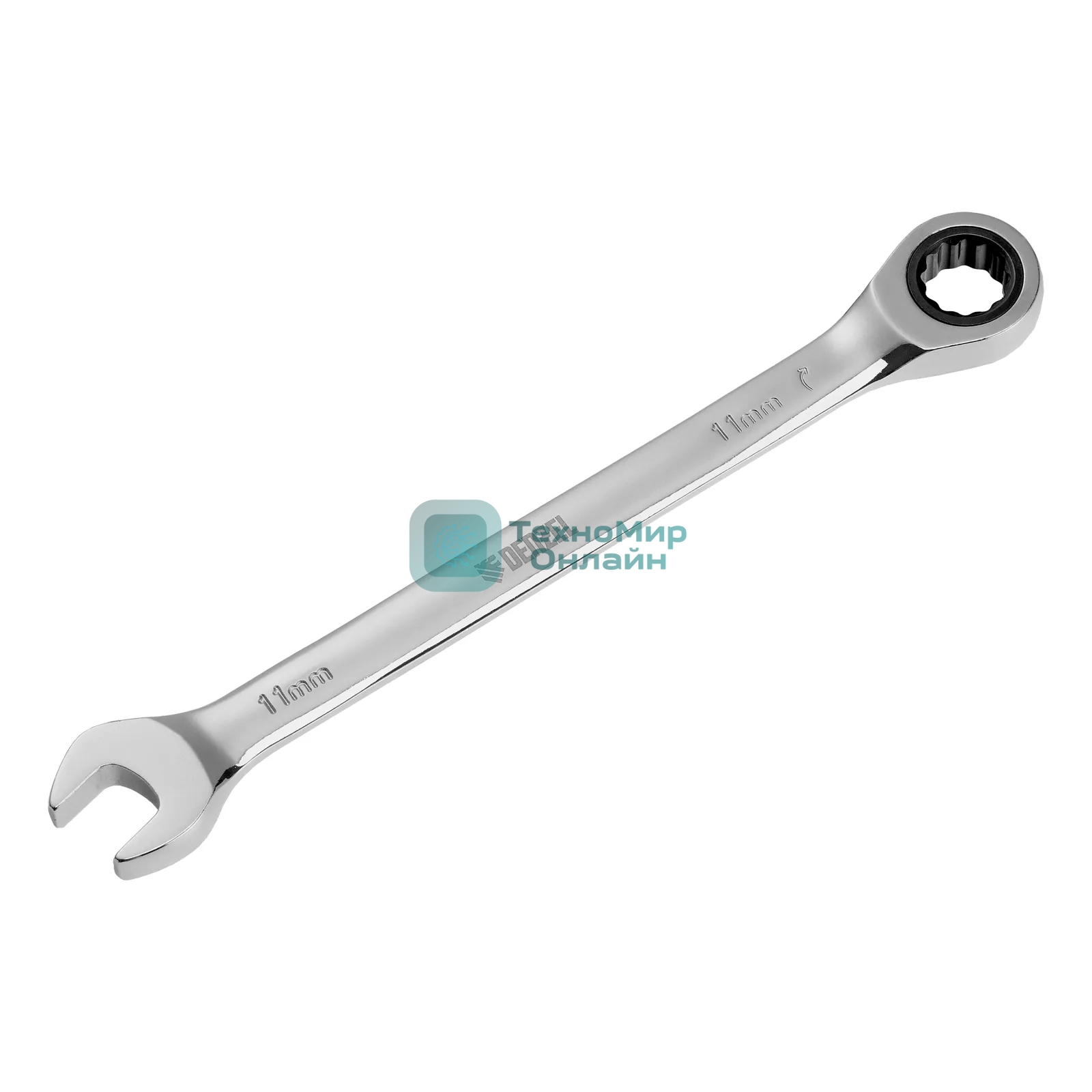 Ключ комбинированный Denzel, с трещеткой, 11 мм