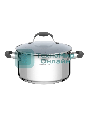 Кастрюля Maunfeld LAURA MCS56S08GR из нержавеющей стали со стеклянной крышкой, 24 см, 5,6 л.