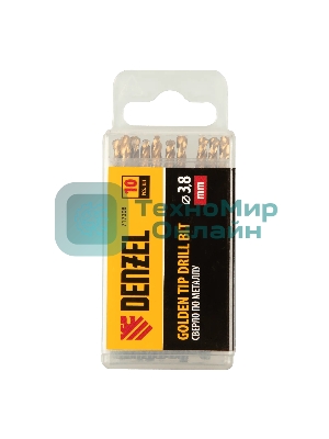 Сверло по металлу Denzel 3,8 мм, HSS-Tin, Golden Tip, 10 шт.