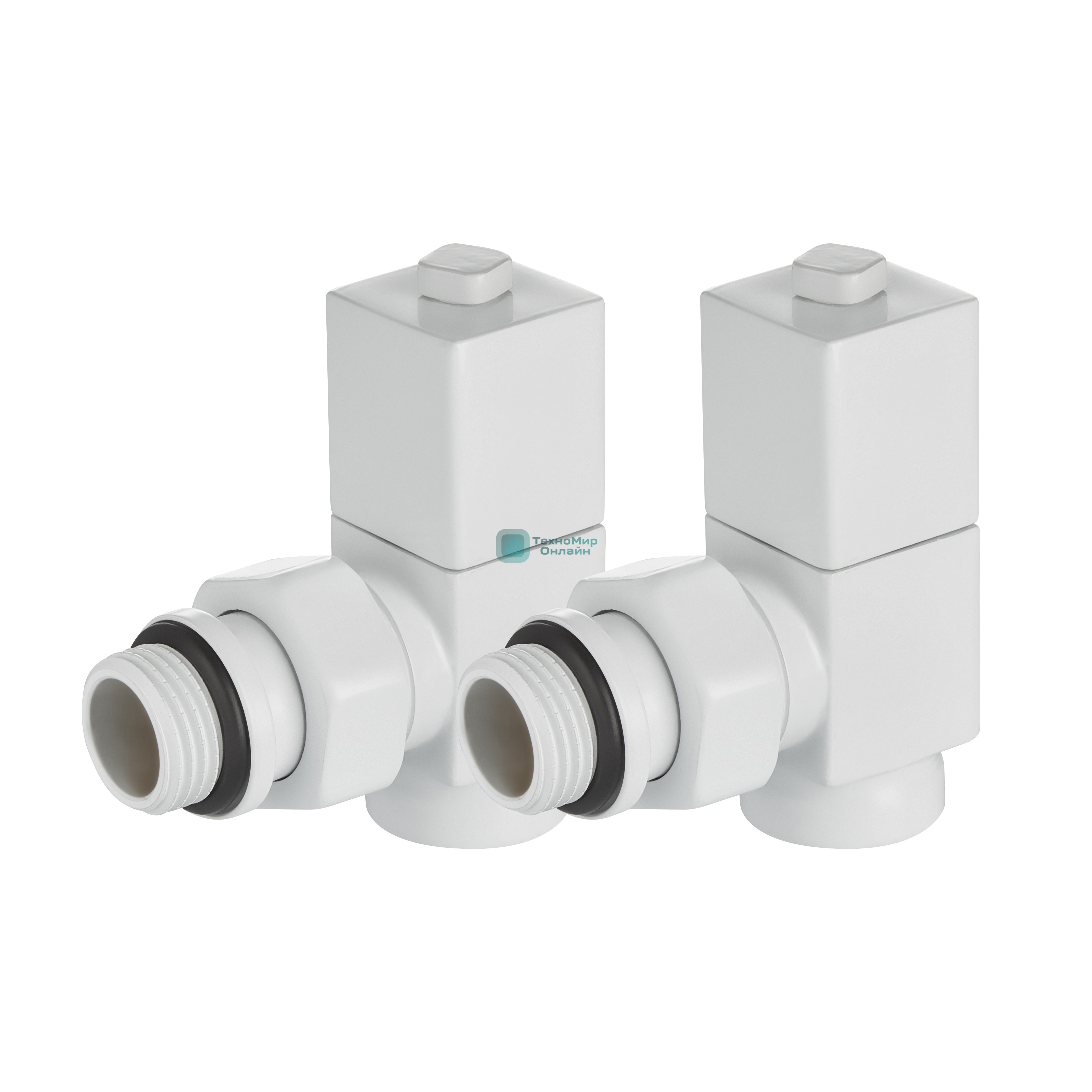 Набор дизайн-вентилей Royal Thermo CUBE, угловой (белый) 1/2