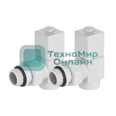 Набор дизайн-вентилей Royal Thermo CUBE, угловой (белый) 1/2