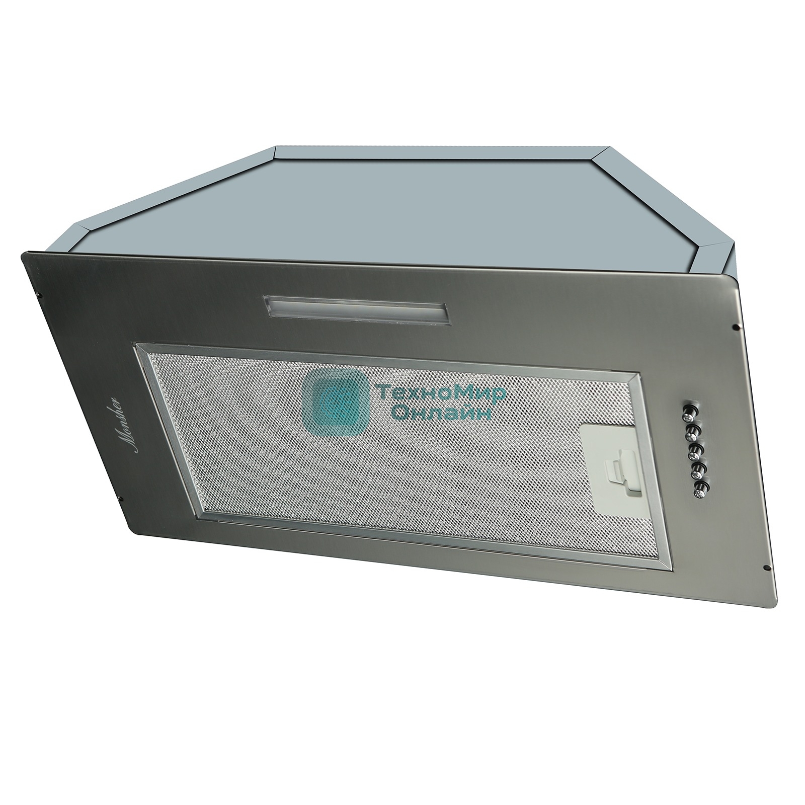 Встраиваемая вытяжка MONSHER ANGERS 60 Acier, ширина 60 см, отвод/рециркуляция, 500 м3/час, механическое кнопочное управление, 3 скорости, светодиодное освещение 1х5 Вт, металлические жироулавливающие фильтры, угольный фильтр KFY (опция), уровень шума 45 дБ, нержавеющая сталь ПРОМО