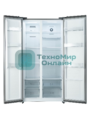 Холодильник Бирюса SBS 541 TBG текстурированное черное стекло двухкамерный 343/198 л морозилка слева, NoFrost, Side-by-side