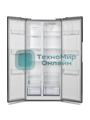Холодильник Hyundai CS4502F нержавеющая сталь двухкамерный Side by Side 271/165л морозилка сбоку