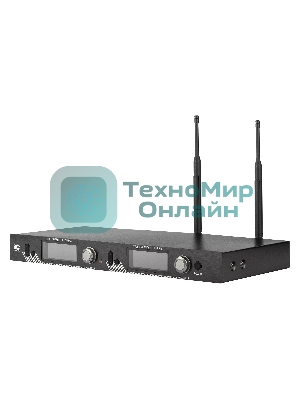 Радиосистема ITC T-521UV UHF двухканальная радиосистема с головным и ручным микрофонами, LCD дисплей, частотный диапазон 470-510 MHz.