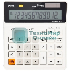 Калькулятор бухгалтерский Deli EM01010 белый 12-разр.