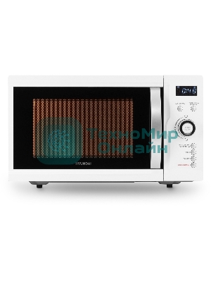 Микроволновая печь Hyundai HYM-D3007 белый/черный, 23 л, 800 Вт, переключатели - кнопки, электронный поворотный механизм
