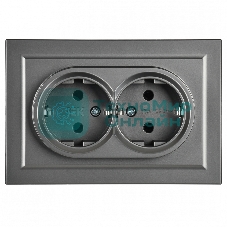 Розетка 2-местная IEK BRITE РС12-3-БрС с заземлением, без защитных шторок, 16А в сборе, сталь