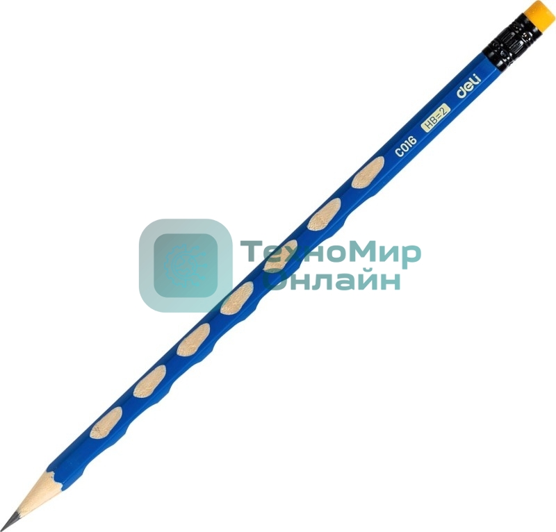 Карандаш чернографитный Deli EC016-HB U-Touch HB шестигранный синий (12шт) ластик