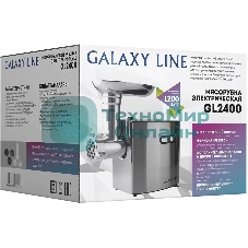 Мясорубка электрическая Galaxy Line GL 2400 серый, 1200 Вт, 1.3 кг/мин, реверс, защита от перегрузки, металлический лоток, насадки - 5