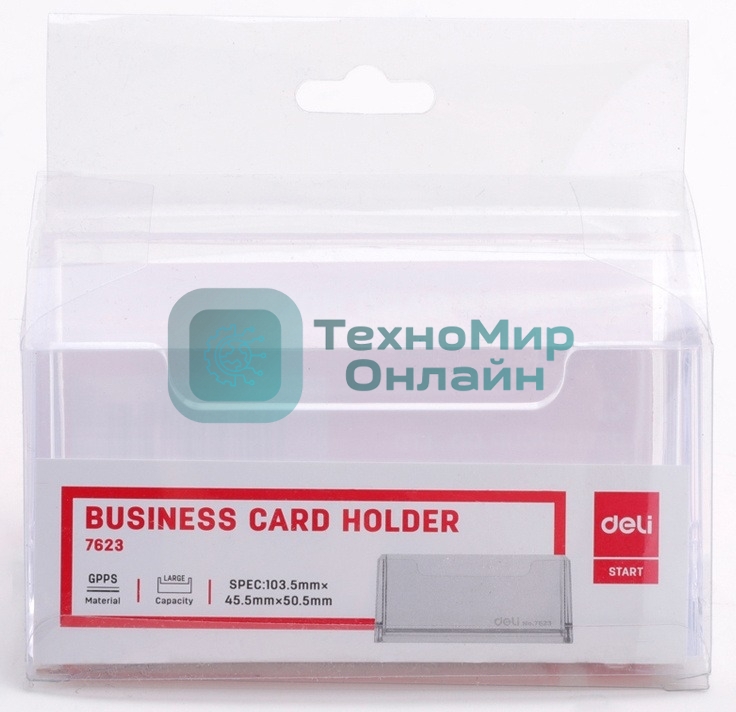 Подставка Deli E7623 для визиток 100х38х82мм, прозрачный