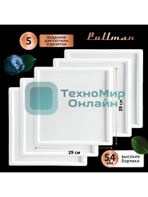 Поддон для пастилы Pullman PL-30203-5 белый 5шт универсальный квадратный р-р 290х290х5,4мм